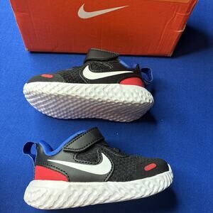 New Nike Kids Toddler Revolution 5 Sneakers Black Blue BQ5673 020 Shoes Size 4c
